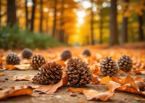 Pine Cones Fallen on Forest Floor