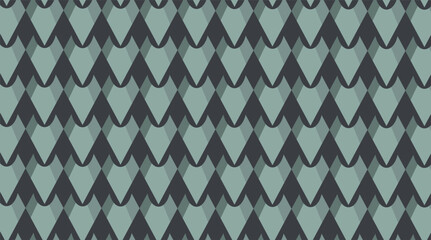 Seamless geometric fish scale pattern with abstract sharp overlapping shapes in muted green and grey tones © Muhammad