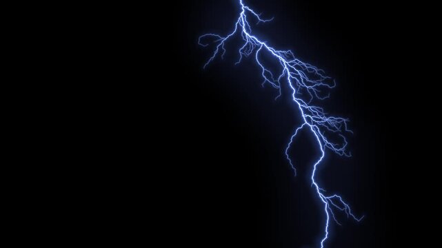 Lightning bolts striking on black background seamless overlay loop