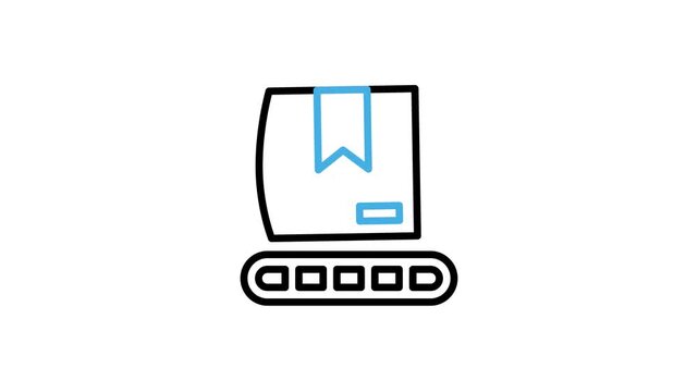 Animated package box packing process technology icon. Cardboard, parcel, product, present, gift with loading wheel animation video loops for productivity, delivery, shipping. Motion graphics
