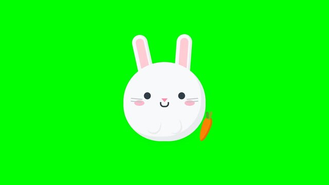 Multiple cute cartoon bunnies on a green screen background