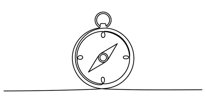 Simple line drawing of a navigation compass icon isolated on transparent background