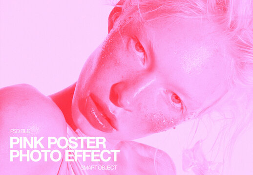 Vibrant Pink Poster Monochrome Photo Effect Template