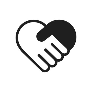 Teamwork handshake icon, joined hands for charity, collaboration, partnership and relationship concepts. Vector illustration