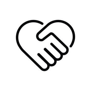 Teamwork handshake icon, joined hands for charity, collaboration, partnership and relationship concepts. Vector illustration
