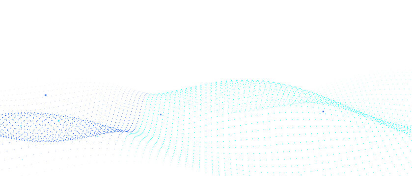Abstract wave of blue light dots with pattern composed small on transparent background