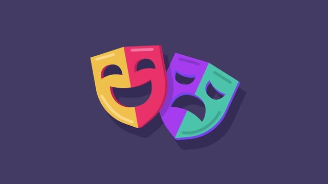 Vibrant comedy and tragedy masks illustrating contrasting emotions and the essence of theatre
