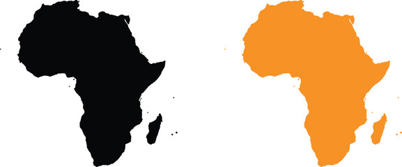 Black and orange silhouette map icons of the african continent © Vector Studio