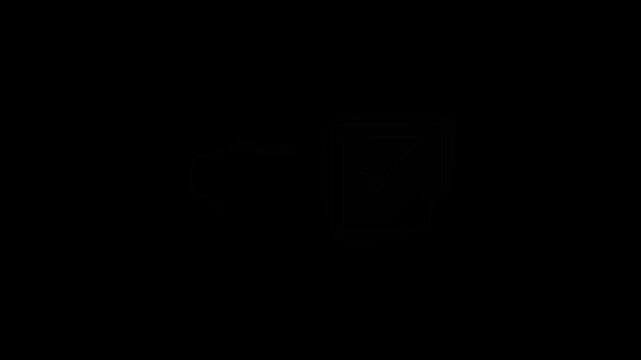 Neon animation check mark arrow on dark color background.