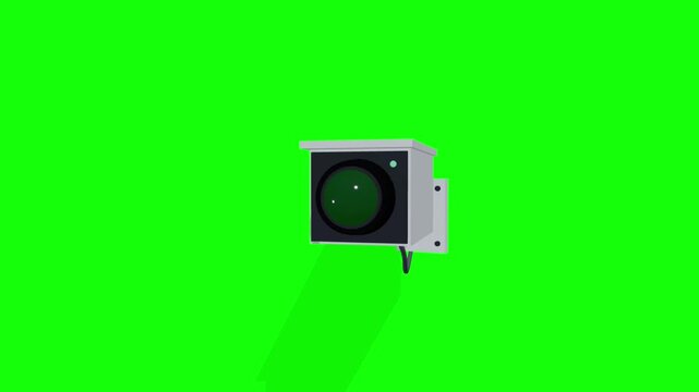 Security camera on green screen background