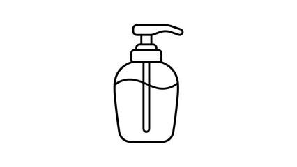 Obraz premium Liquid soap dispenser bottle icon outline graphic for bathroom sanitary.