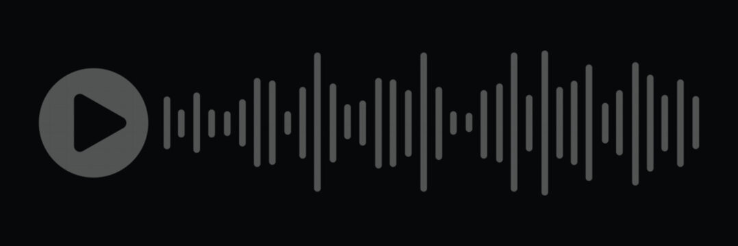 Sound wave decibel audio records simple voice message icon isolated on white background. Podcast player, music track