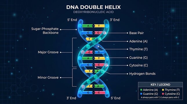 Educational diagram of dna double helix structure