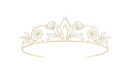 Elegant Floral Tiara with Pearls Isolated © Tombo