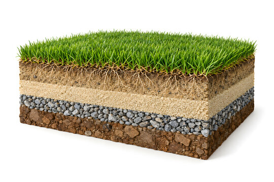 Natural grass sports field cross section