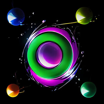 Un portale o nucleo energetico fluido in stile cyberpunk