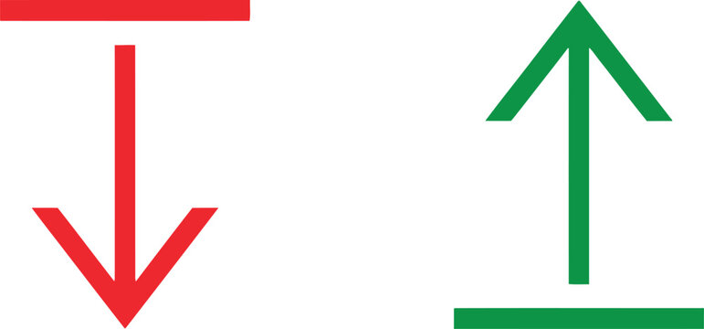 Red down arrow and green up arrow icons showing direction and progress symbols