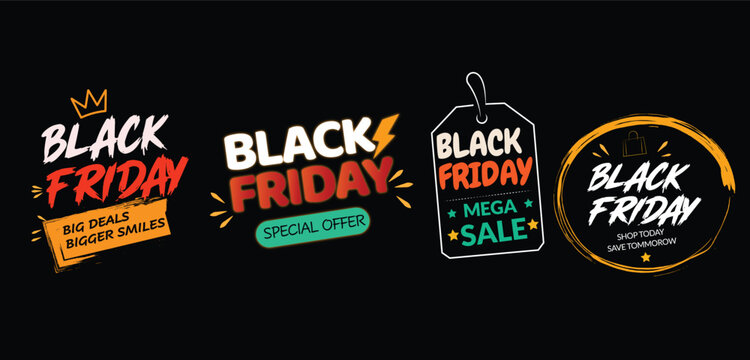 Black Friday sale t-shirt design bundle with modern typography and discount badges