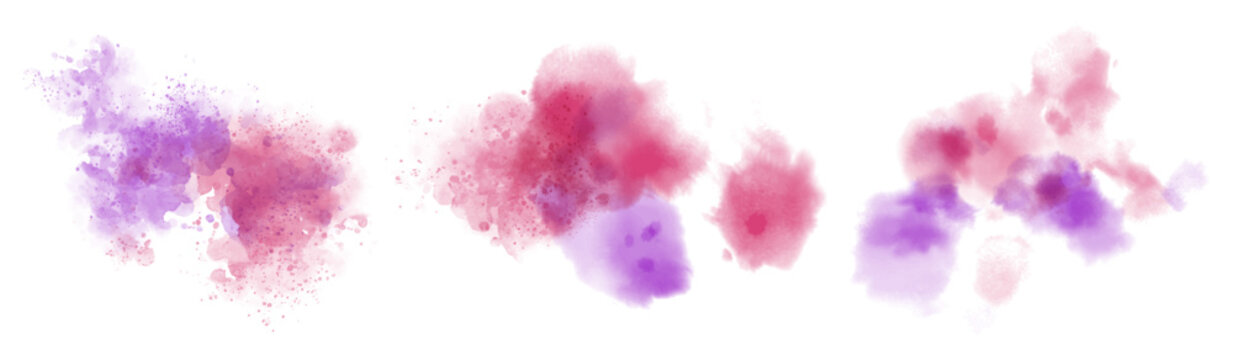 Watercolor stain decoration. purple blue colored splatter brush