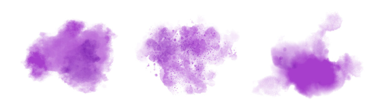 Watercolor stain decoration. purple blue colored splatter brush