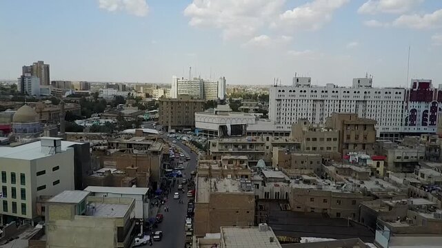 Aerial view of Al-Sahla Mosque in Kufa, Iraq