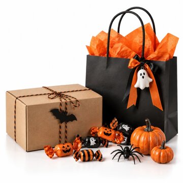 Halloween Gift Bag With Candy Pumpkins Ghost Decorations And Box