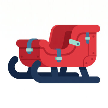 Red christmas sleigh illustration isolated on white background