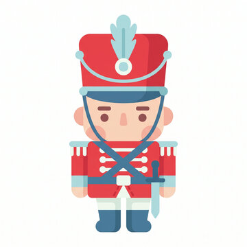 Toy soldier in red military uniform stands on white background
