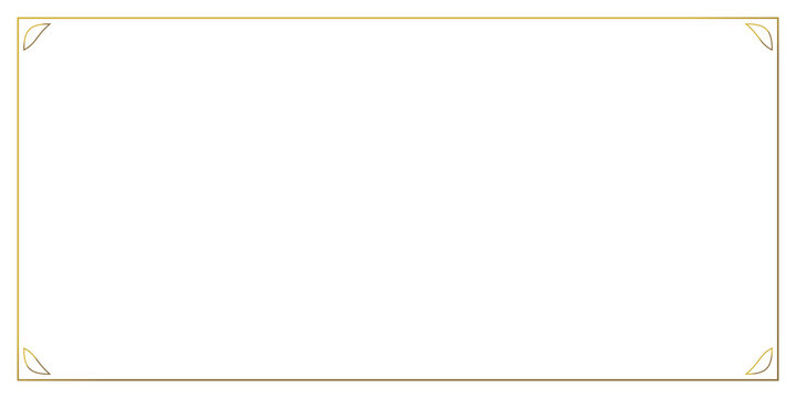 Golden rectangular frame with abstract corner accents for elegant paper stationery.