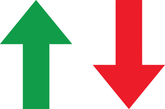 Green arrow pointing up and red arrow pointing down icons set