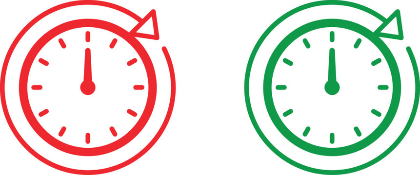 Red and green clock icons showing time progress with circular arrow symbols for business deadlines