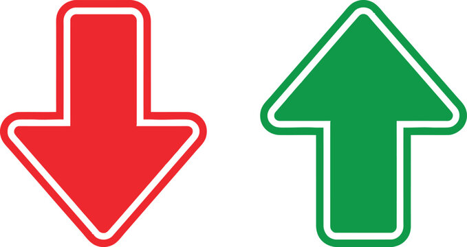 Red arrow pointing down and green arrow pointing up with white outlines