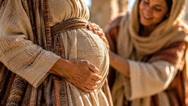 The babe leaped in Elizabeth's womb and she was filled with the Holy Ghost. Bible story.