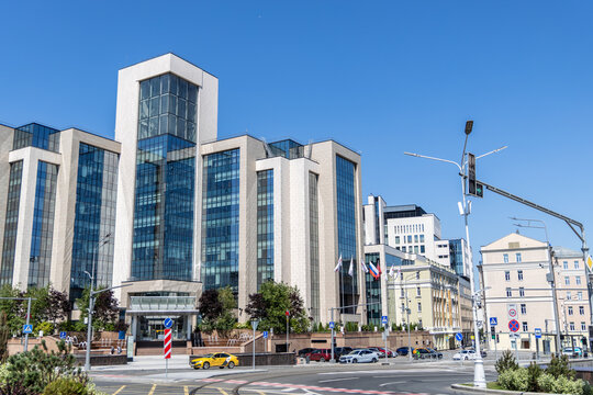 Moscow, Russia - July 18, 2026: Headquarters building of the Lukoil oil company on Sretensky Boulevard