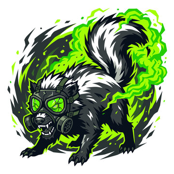 Toxic Biohazard Plague Skunk Flat Vector Icon