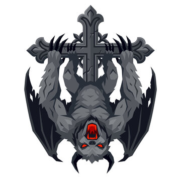Demonic Gargoyle Sloth Monster Flat Vector Icon