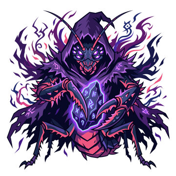 Eldritch Cultist Mantis Shrimp Flat Vector Icon