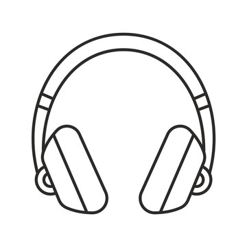 Simple headphones icon with ear cushions in minimal line art style