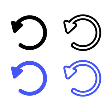 Undo Return Arrow Icon Set in Blue Filled and Outline Styles