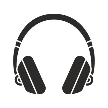 Modern black over-ear headphones icon with microphone
