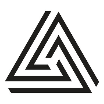Modern geometric triangle penrose illusion with black lines