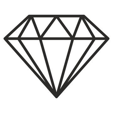 Minimalist diamond gemstone shape icon with geometric lines