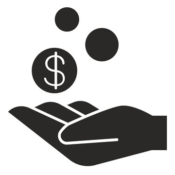 Hand holding dollar sign icon with floating coins
