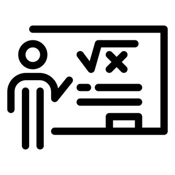 Teacher Teaching Math Blackboard Lesson Line Icon