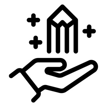 Hand Holding Pencil Creative Education Line Icon