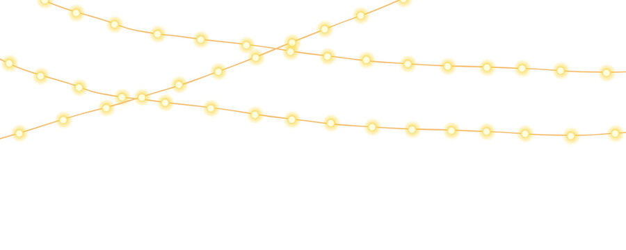 Glowing yellow string lights hanging for a festive holiday party