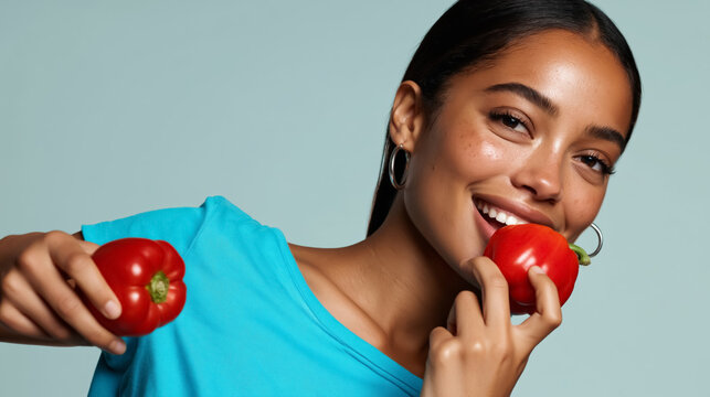 Healthy lifestyle and diet concept with smiling woman holding fresh vegetables