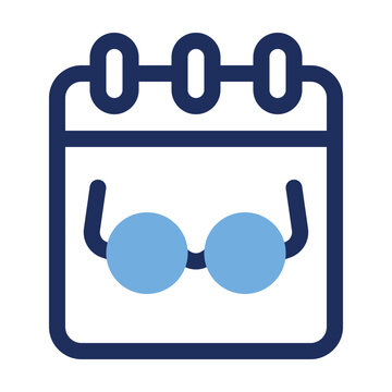 Teacher Day Calendar Glasses Event Duo Tone Icon