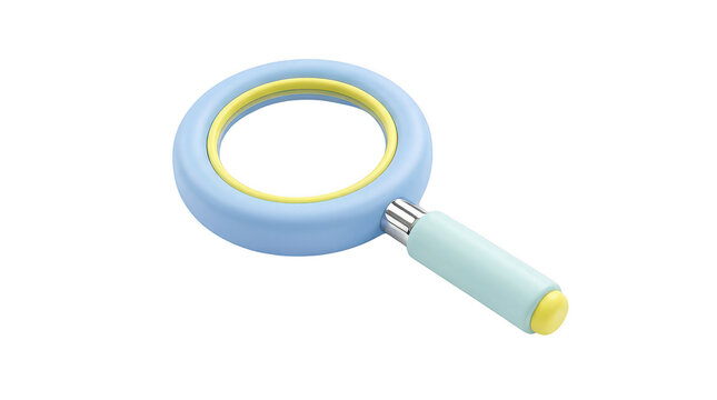 Magnifying glass with blue handle on black background