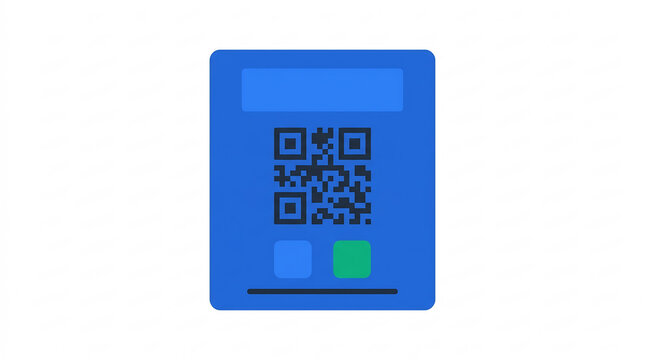 Blue interface card with qr code for digital payments